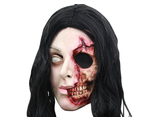 страшная маска, маска девушки, женщина с черепом, пол лица, черепушка, латексная маска, реалистичная