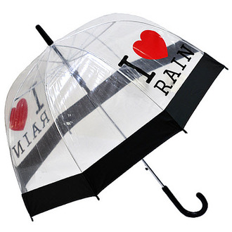 Прозрачный зонт трость, I lOVE RAIN, зонтик, прозрачный купол, umbrella, от дождя, дождь, сердечко