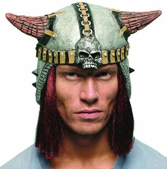 маска на голову, шлем викинга, шлем с рогами, резиновый, латексный, рожки, резиновый шлем, каска