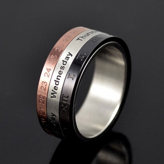 мужское кольцо, колечко, вращающиеся кольца, дни недели, ring, кольцо на палец, ювелирная сталь